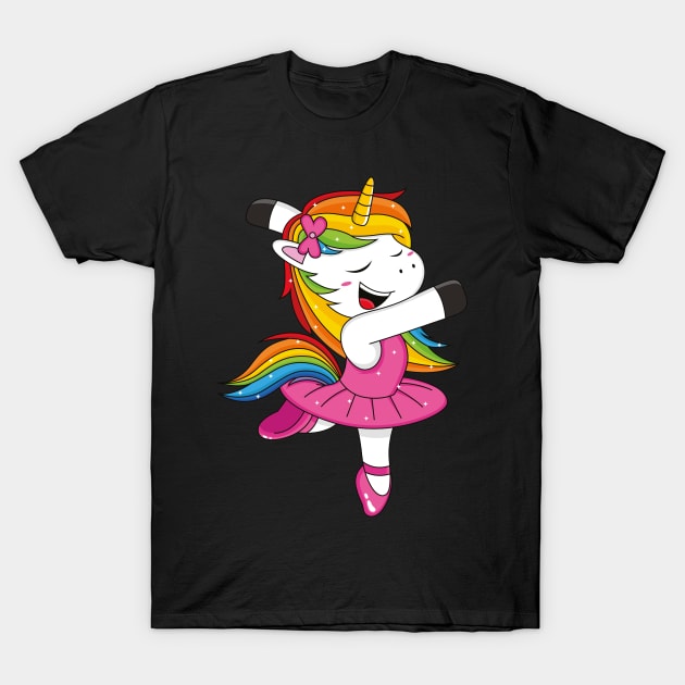 Ballet T shirt Unicorn Rainbow Ballerina Kids Girls Dancer T-Shirt by MaryMas